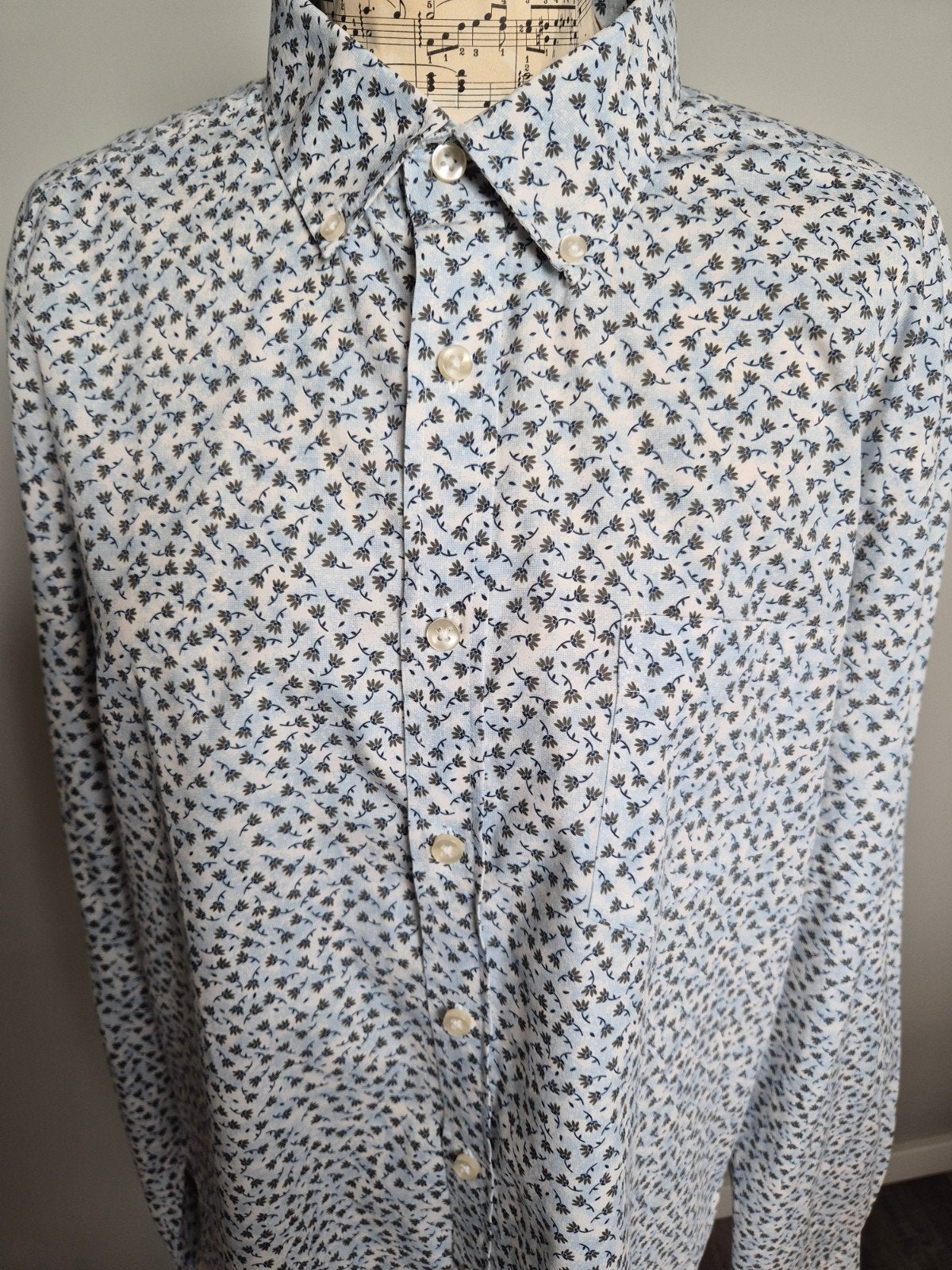 heren overhemd lange mouw, Ophalen of Verzenden, Zo goed als nieuw, Blauw, Halswijdte 43/44 (XL)