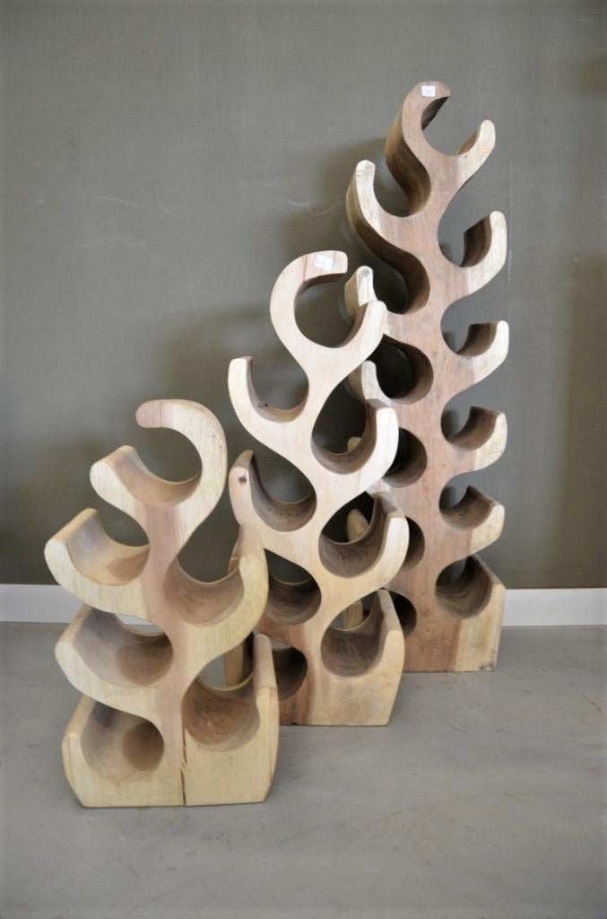 Wijnrek van suar hout – 3 verschillende hoogtes, 5 tot 15 flessen, Verzenden, Nieuw, 75 cm of meer