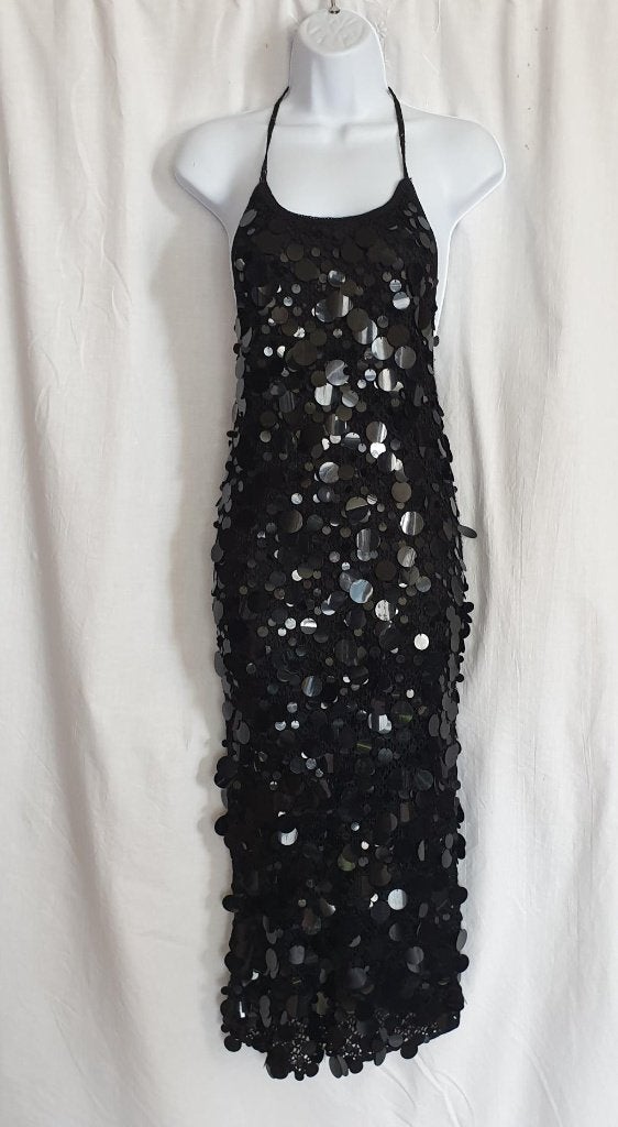 Gave zwarte jurk met grote paillettes mt 40 merk Nicowa, Kleding | Dames, Jurken, Maat 38/40 (M), ., Zwart, Ophalen of Verzenden