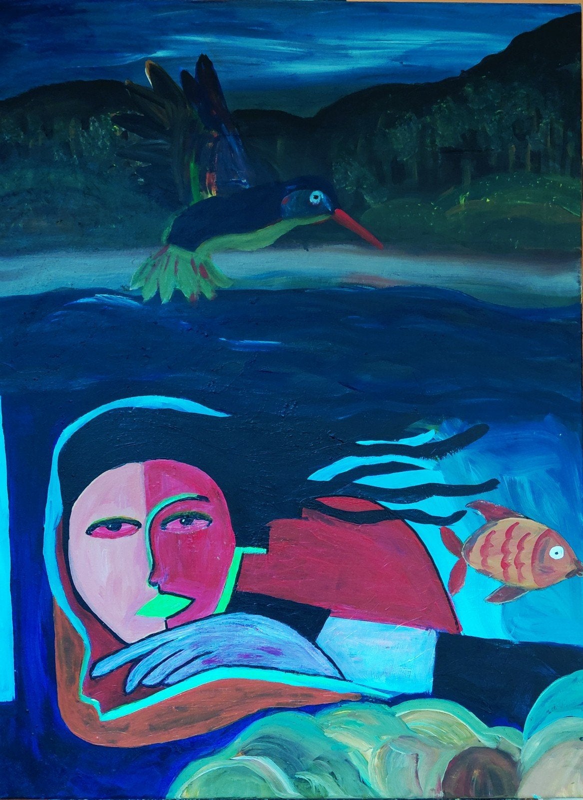 Schilderij ONDERWATER II 120x50, origineel, Ophalen