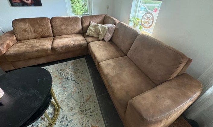Comfortabele bruine hoekbank - Gebruikt, Ophalen, 250 tot 300 cm, Gebruikt, Hoekbank