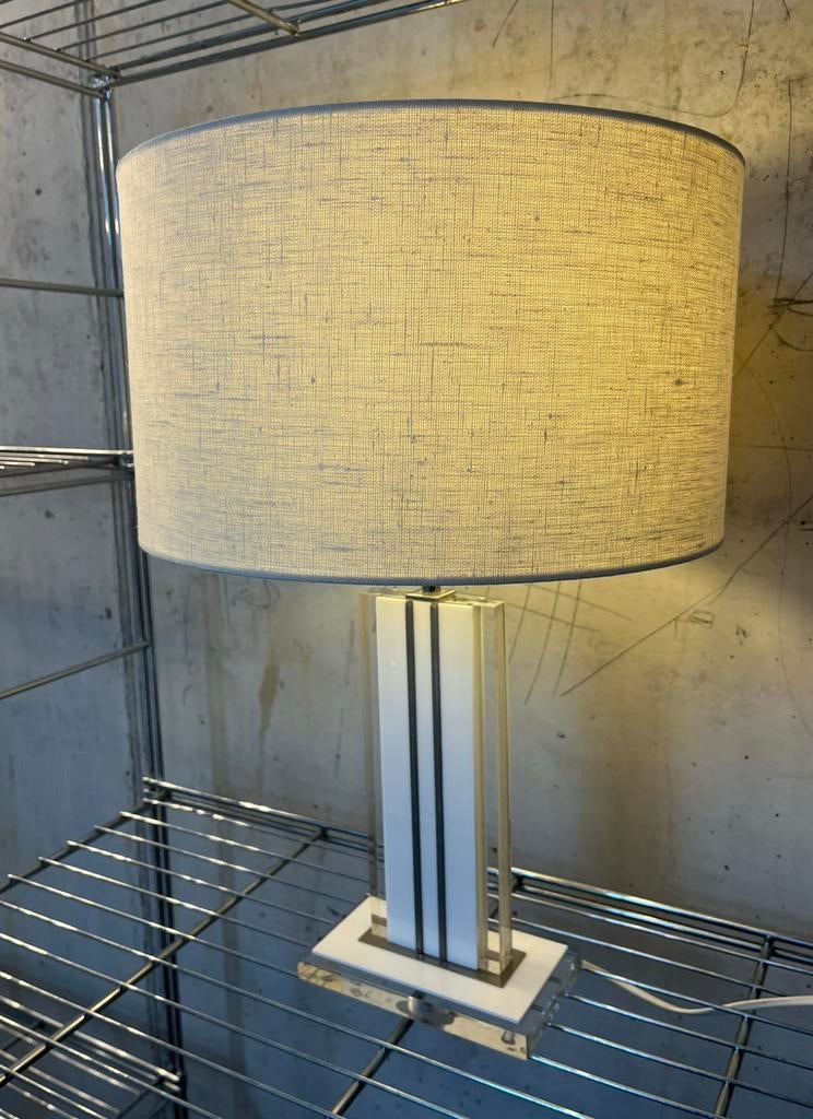 Vintage Schemerlamp met voet van acryl, plexiglas, Hollywood Regency, vintage, Stof, Ophalen of Verzenden, Zo goed als nieuw