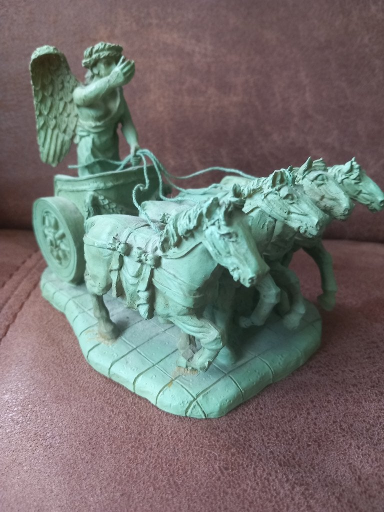 Romeinse Quadriga/Romeins beeld, Minder dan 20 cm, Ophalen of Verzenden, Handgemaakt, Steen of Keramiek