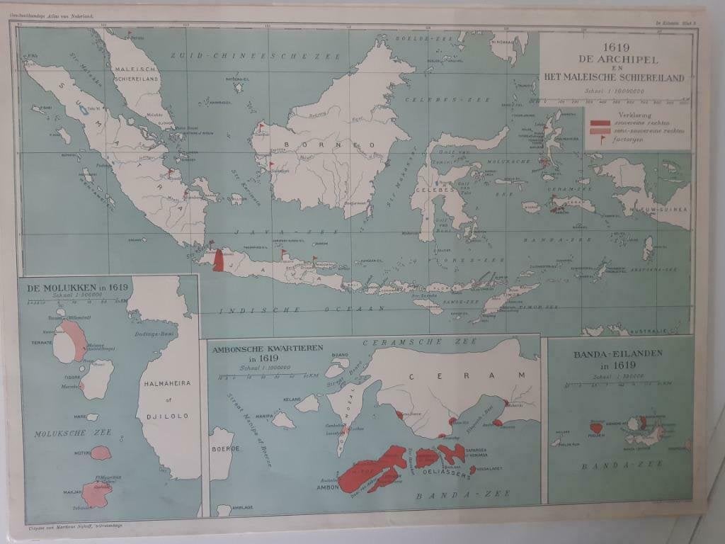 B076/ Plattegrond Archipel + Maleische Schiereiland uit 1924, Antiek en Kunst, Ophalen of Verzenden
