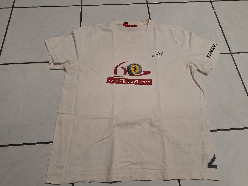 Oud PUMA T-shirt 60 jaar bestaan Ferrari maat Large uit 2007, Ophalen of Verzenden, Gedragen, Maat 52/54 (L), Zwart