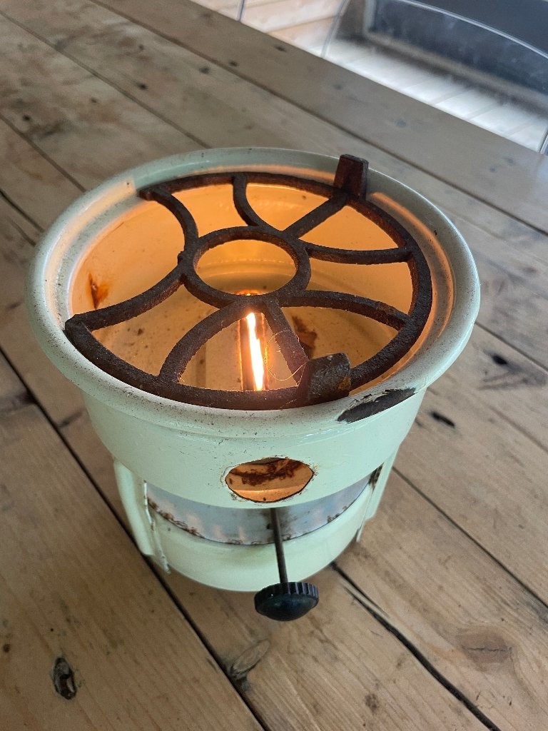 E007 Emaille Vintage Petroleumstel 1 pits Nieuw lont met pot, Ophalen of Verzenden