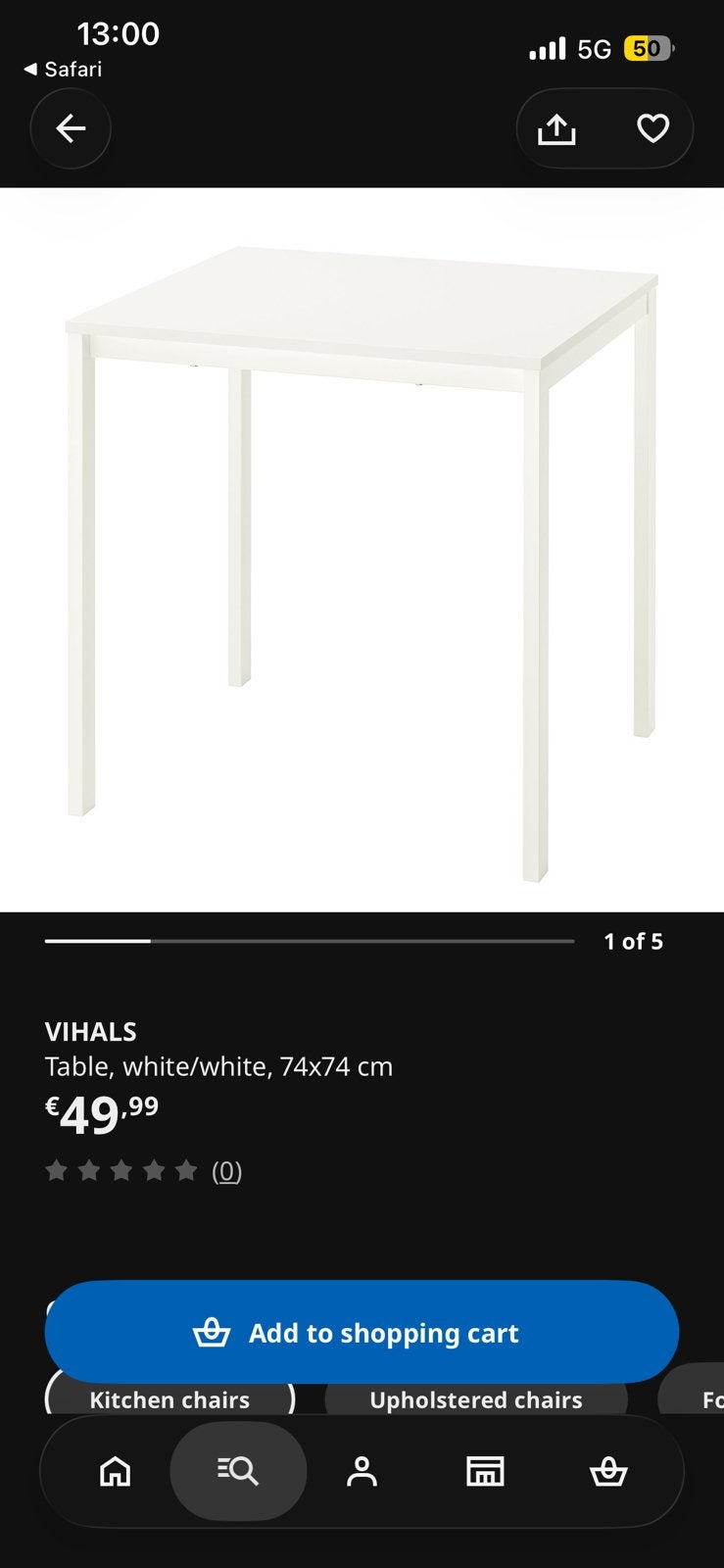 Vihals uitschuifbare tafel + stoelen, Ophalen, Gebruikt, Rechthoekig, 50 tot 100 cm