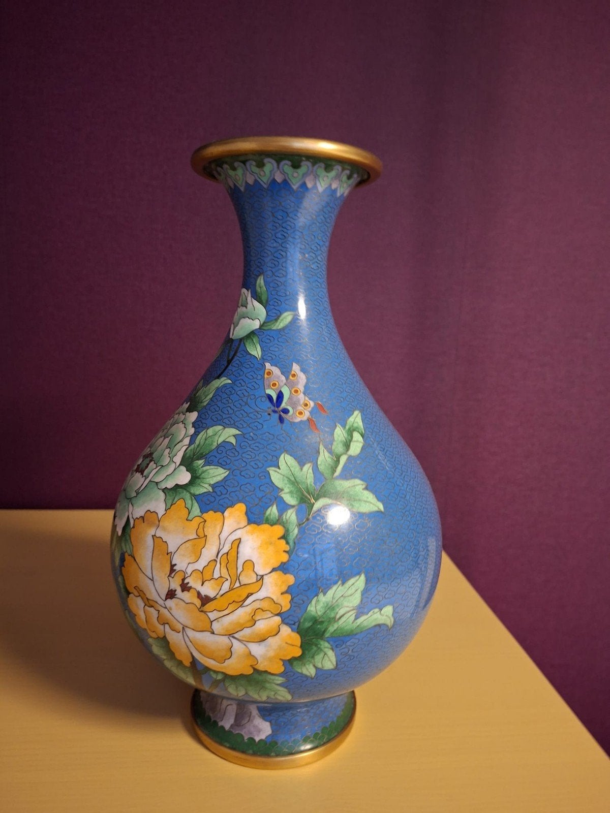 Set van 2 Cloisonné Vazen met Voetstukken, Antiek en Kunst, Ophalen