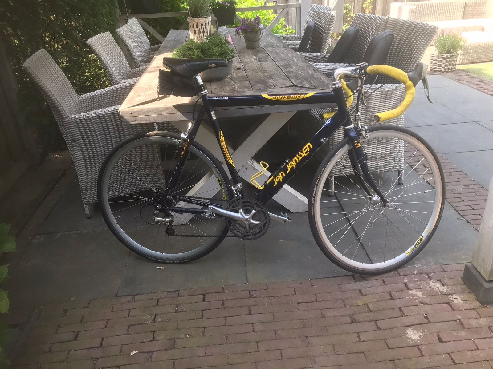 Jan Janssen racefiets met racefietsschoenen, 28 inch, Gebruikt, 10 tot 15 versnellingen, Aluminium
