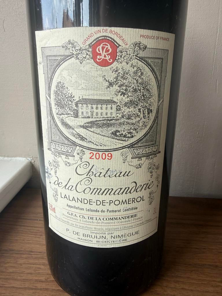 Château de la Commanderie Lalande-de-Pomerol 2009 - 3L, Ophalen, Zo goed als nieuw, Frankrijk, Rode wijn