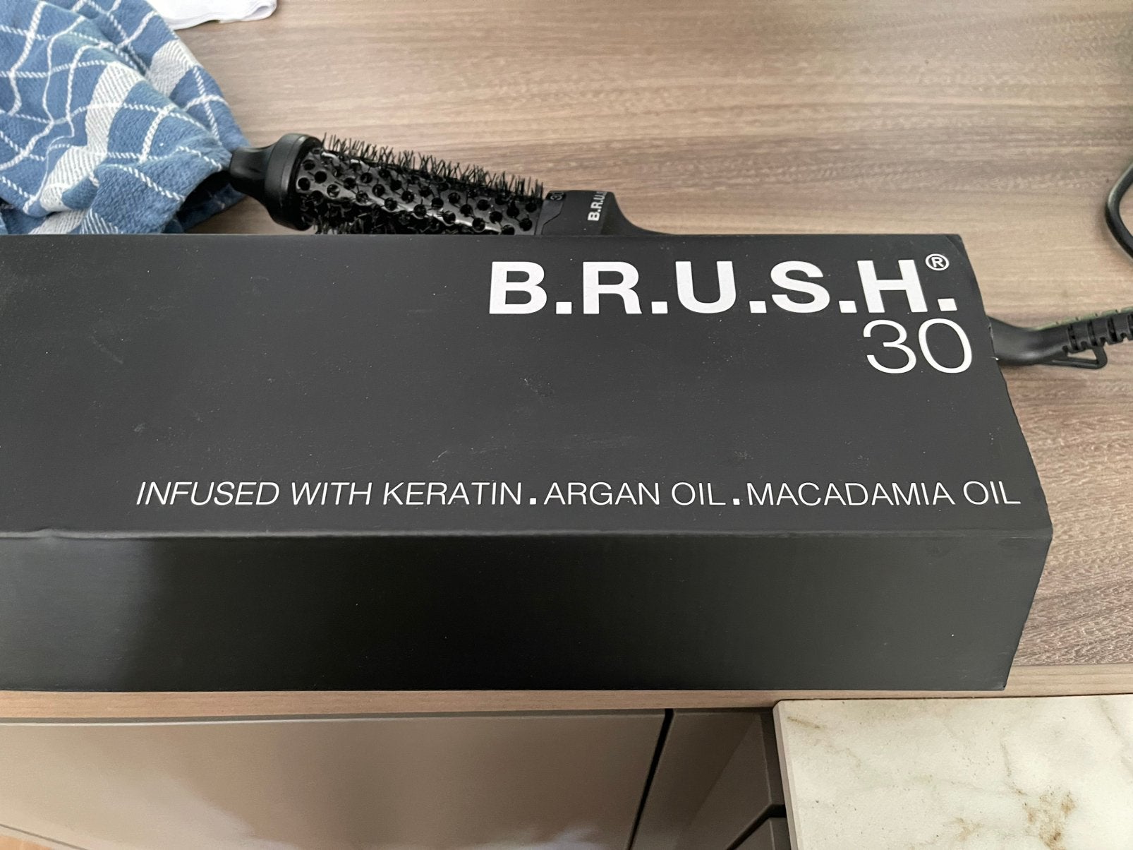 Brush warmteborstel met keratine en arganolie, Ophalen of Verzenden, Zo goed als nieuw, Krultang of Stijltang
