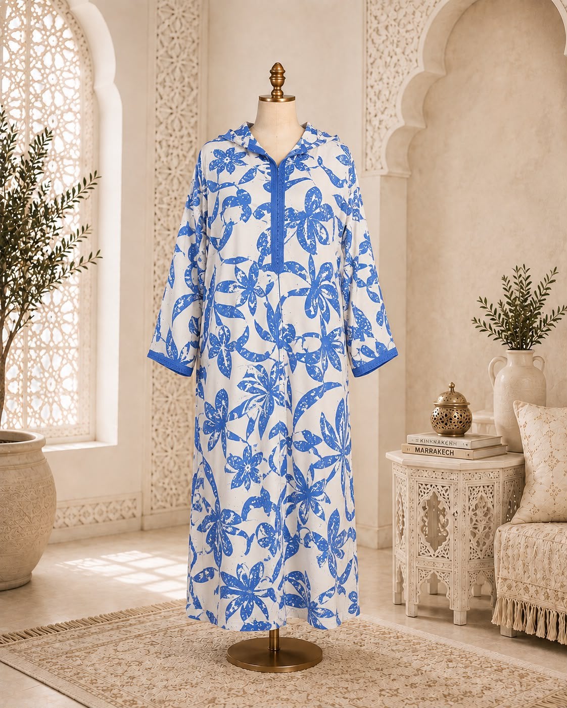 Charmante Djellaba Kaftan met cappucion, Ophalen, Wit, Maat 42/44 (L), Nieuw