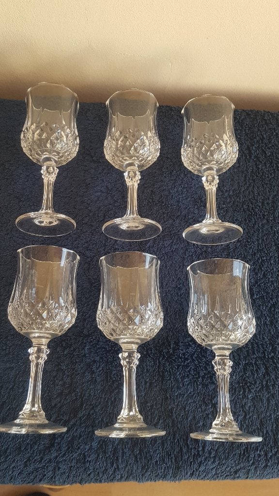 vintage retro 6 Cristal d' Arques Longchamp wijnglazen, Verzenden, Overige materialen, Overige stijlen, Overige typen