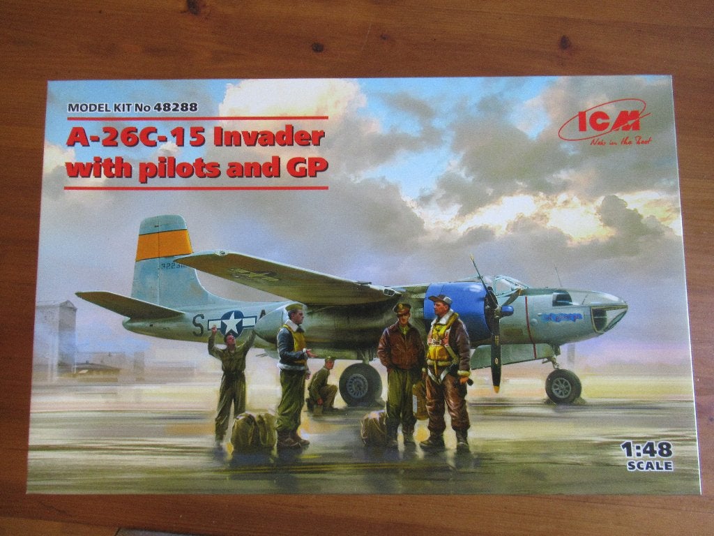 A-26C-15 Invader w/pilots & GP (ICM 1/48) + resin wheelset, Overige merken, Nieuw, Ophalen of Verzenden, Groter dan 1:72