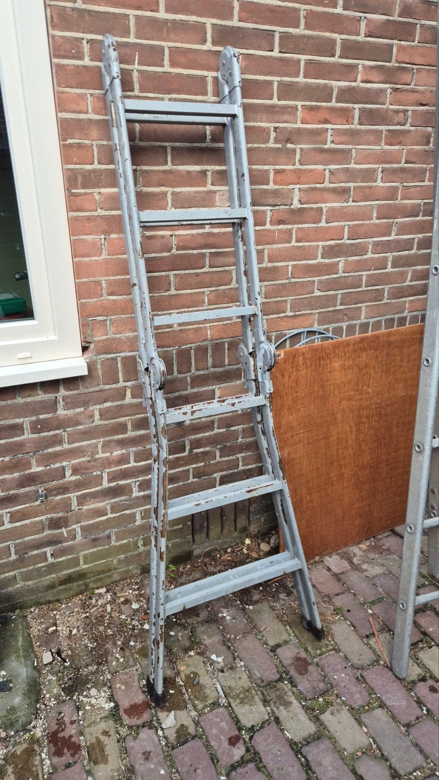 Vouwladder 12 treden - ook als steiger te gebruiken, Ophalen, Gebruikt, Ladder, Opvouwbaar of Inschuifbaar