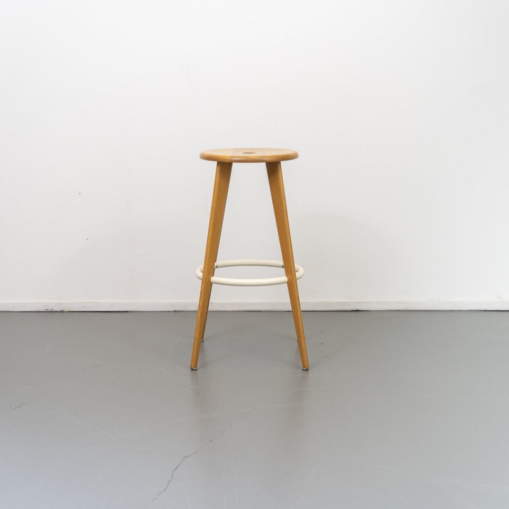 4x Vitra Jean Prouve Tabouret Haut Kruk - Eikenhout, Niet ingevuld, Niet ingevuld, Ophalen of Verzenden, Zo goed als nieuw