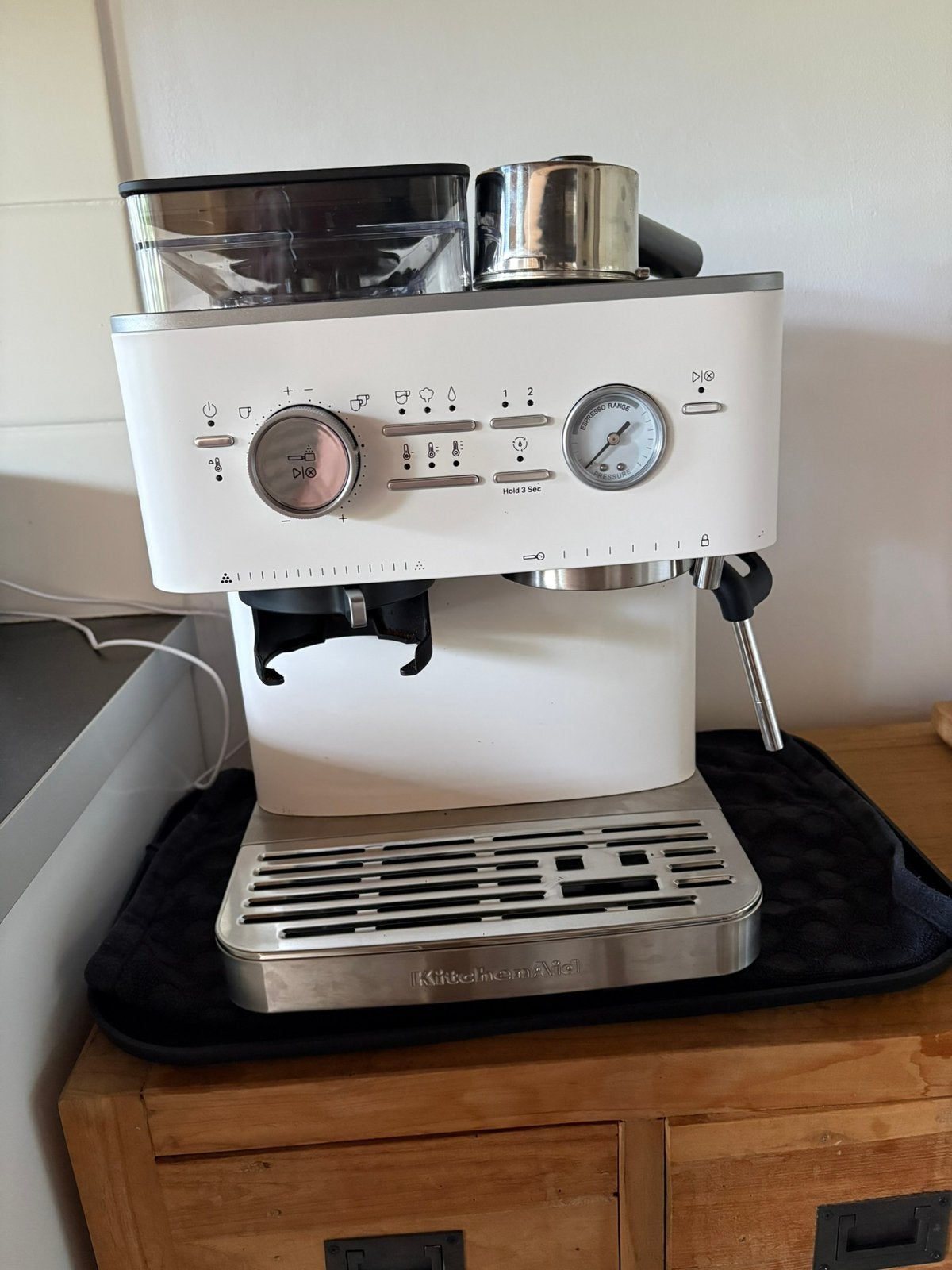 Halfautomatische espressomachine - kitchenaid -2 mnd oud, Witgoed en Apparatuur, Koffiezetapparaten, Zo goed als nieuw, Koffiebonen