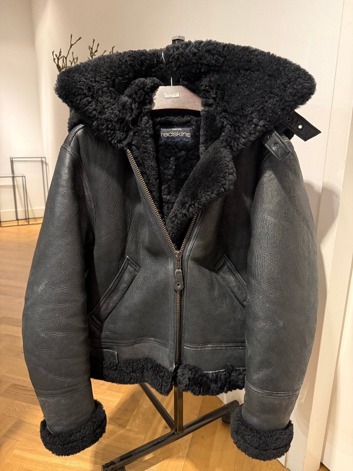 Redskins Leren Jas met Lamswol Voering - Maat M, Kleding | Dames, Ophalen of Verzenden, Zo goed als nieuw, Maat 38/40 (M), Zwart