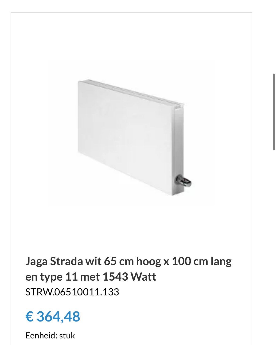 Jaga strada Twin type 11. 100x65x11, Doe-het-zelf en Verbouw, Verwarming en Radiatoren, 30 tot 80 cm, Hoog rendement (Hr), Radiator