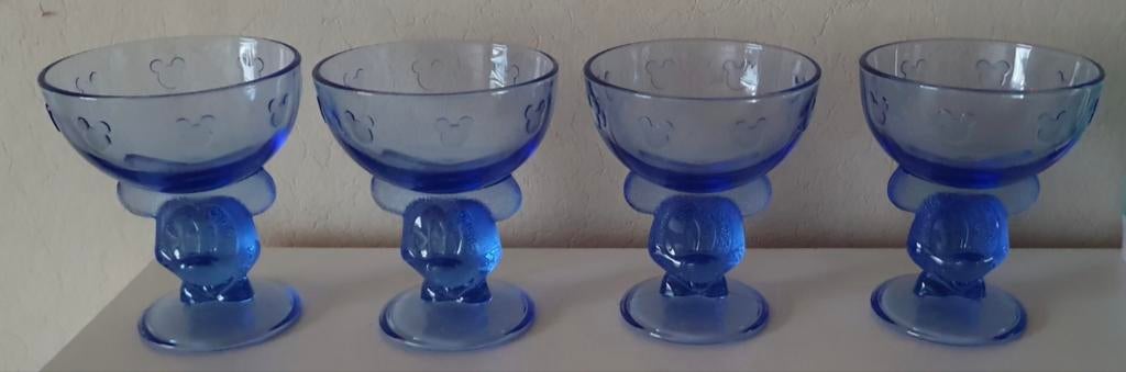 4 Mickey Mouse glazen ijscoupe, Ophalen of Verzenden, Mickey Mouse, Zo goed als nieuw