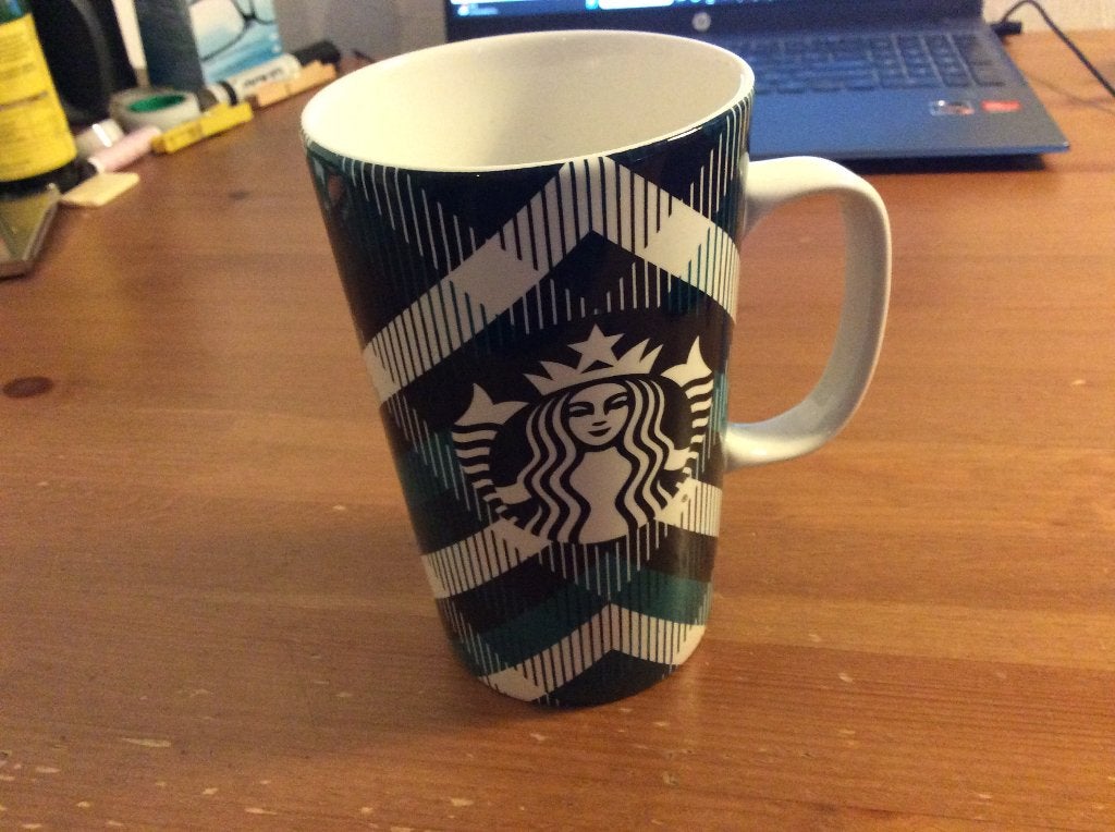 Hoge aardewerken Starbucks beker, 14 cm hoog. zgan, Zo goed als nieuw, Overige stijlen, Starbucks, Aardewerk