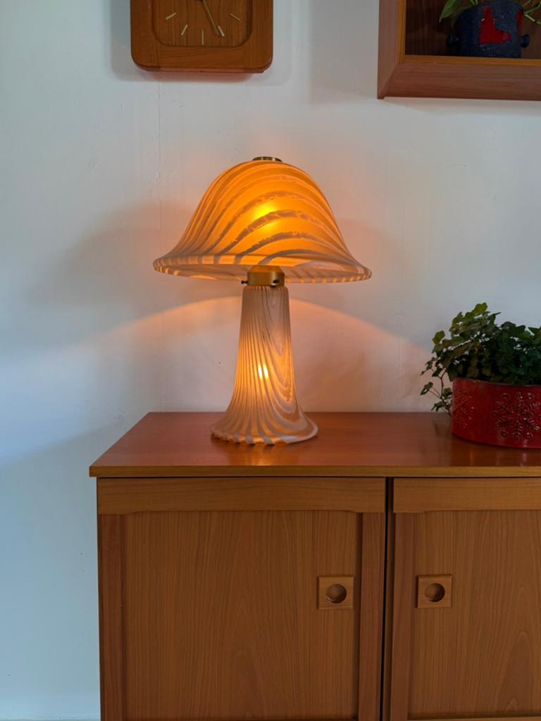 Vintage XL zebra mushroomlamp, Peill & Putzler ‘70, Ophalen of Verzenden, Zo goed als nieuw, Glas