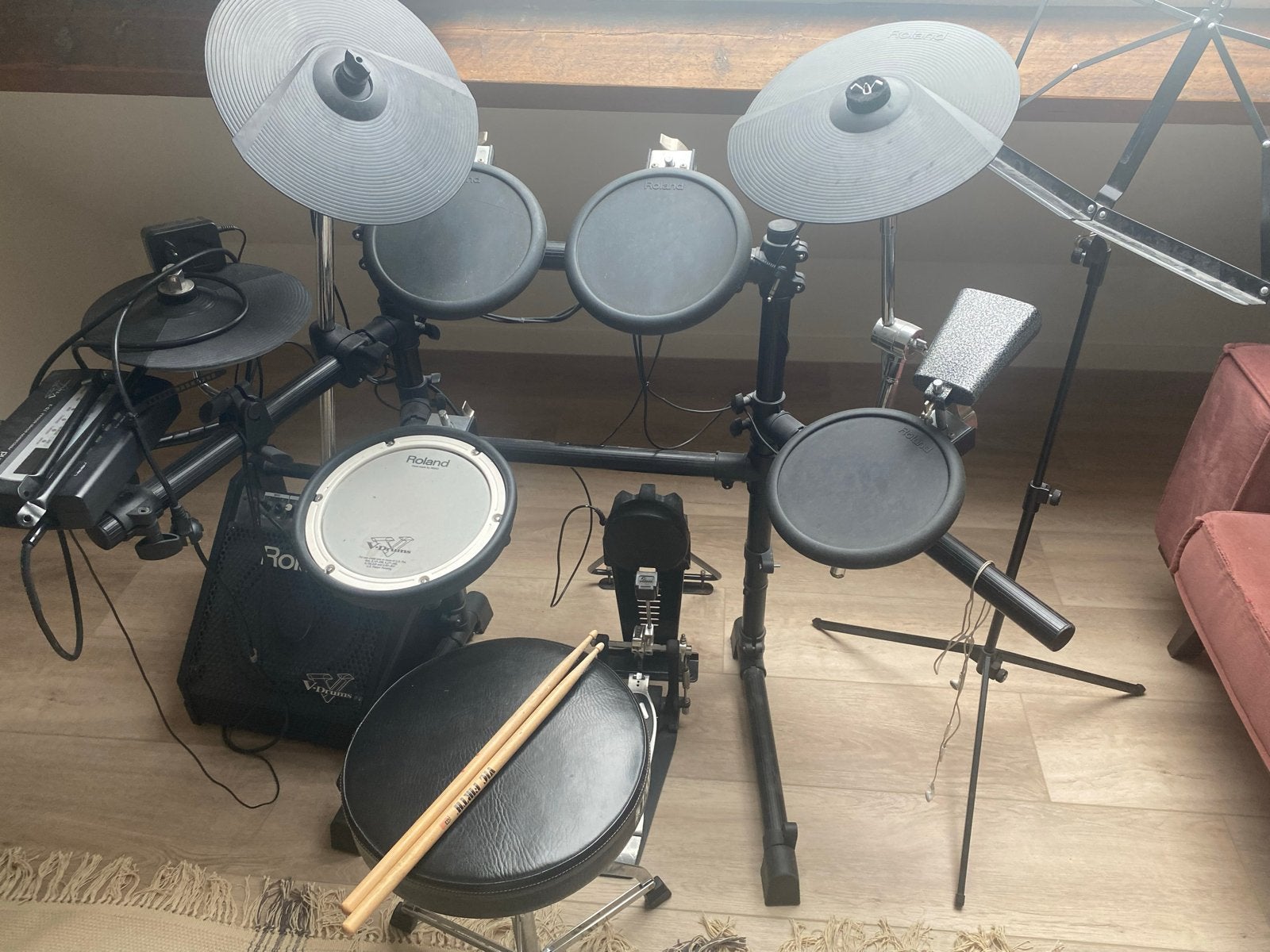 Elektrisch drumstel - Roland V-Drums met box en mat, Ophalen, Gebruikt, Roland, Elektronisch