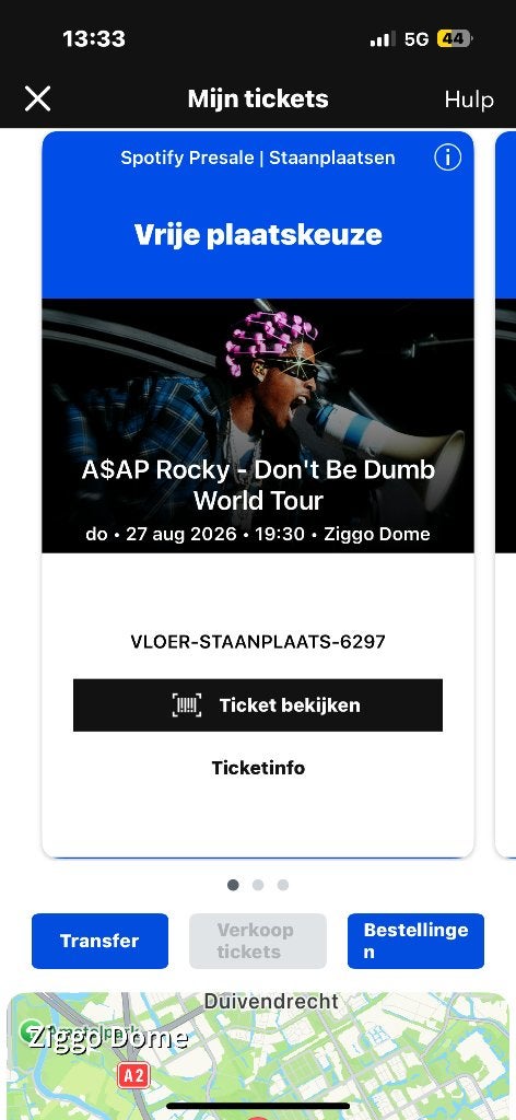 Asap rocky ticket staanplaats, Eén persoon, Augustus