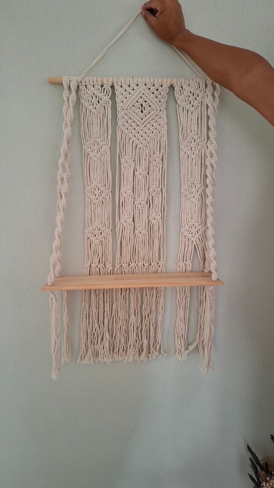 Macrame hanger met plank, Ophalen of Verzenden