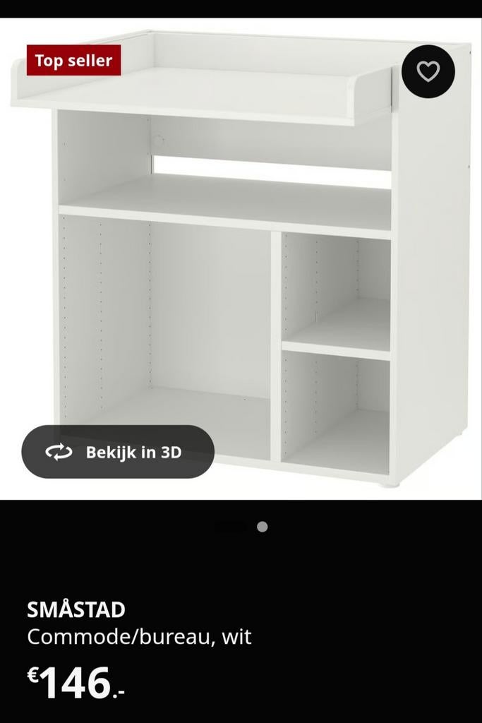 IKEA SMÅSTAD Commode/Bureau Wit - Zo goed als nieuw, Kinderen en Baby's, Kinderkamer | Commodes en Kasten, Ophalen, 70 cm of meer