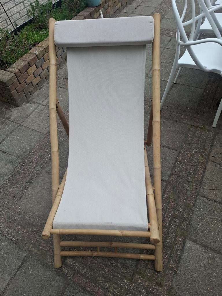 Bamboe look ligbed met 3 verstelbare standen, Tuin en Terras, Ligbedden, Ophalen, Gebruikt, Hout, Verstelbaar