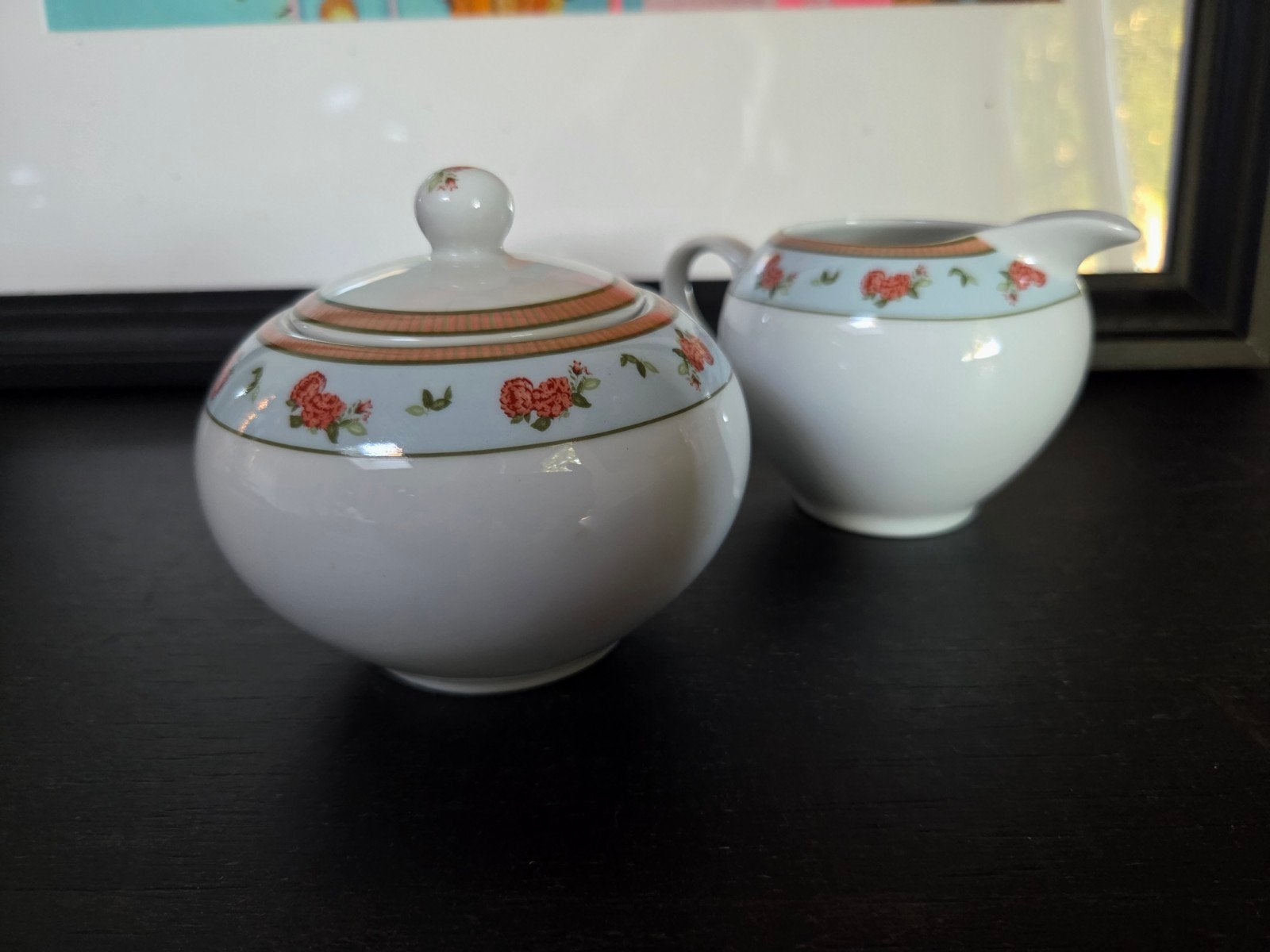 Romantische Porseleinen Set: Suikerpot & Roomkannetje "Rose, Huis en Inrichting, Overige merken, Ophalen of Verzenden, Zo goed als nieuw