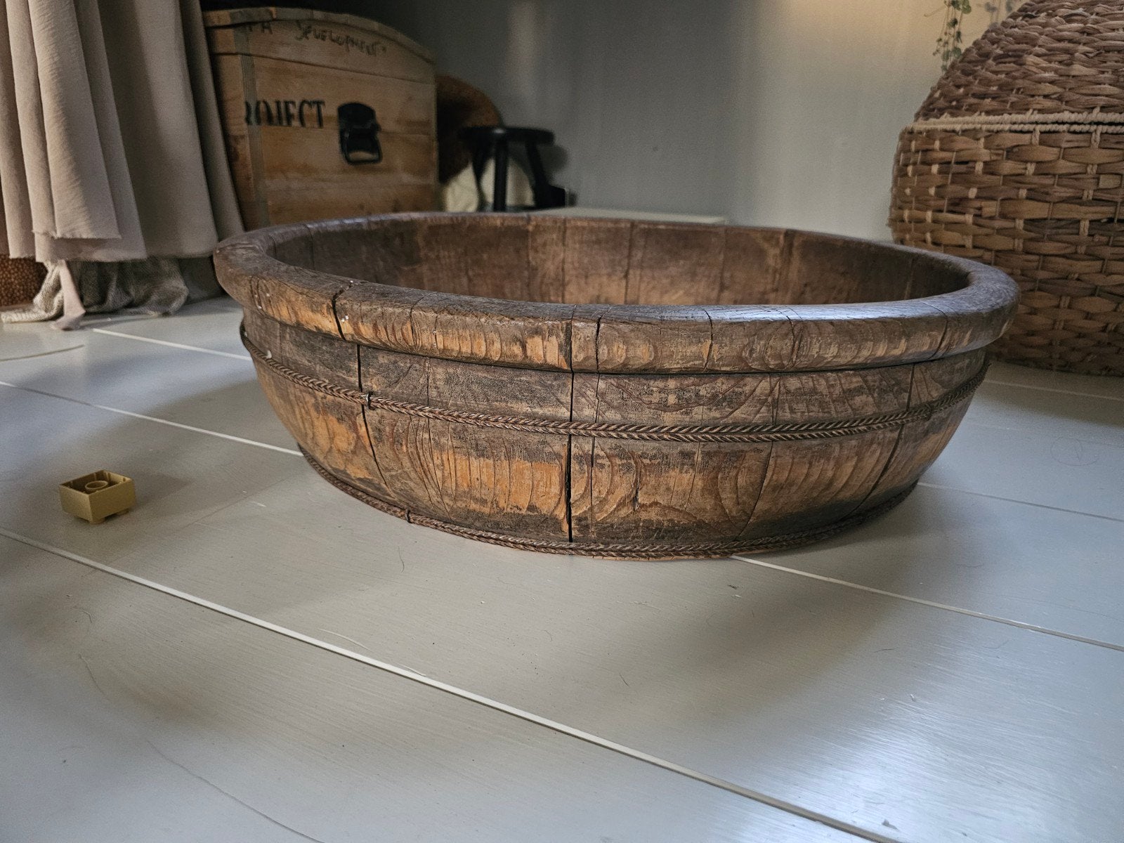 grote olijfbak, Ophalen, Gebruikt, Rond, Hout