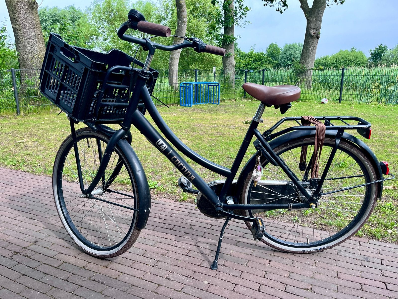 Cortina U4 Transportfiets Mat Zwart 26 inch, Fietsen en Brommers, Fietsen | Dames | Damesfietsen, Terugtraprem, Gebruikt, Versnellingen