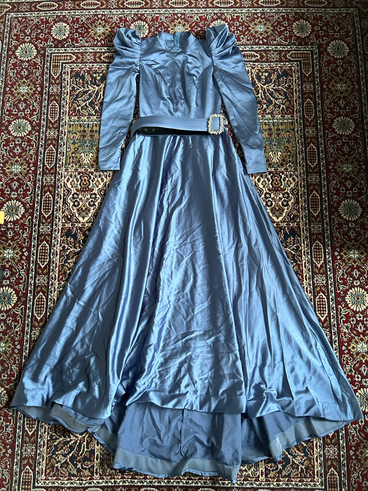 Hennin Avondjurk Satijn Blauw Maat 36, Ophalen, Galajurk, Blauw, Zo goed als nieuw