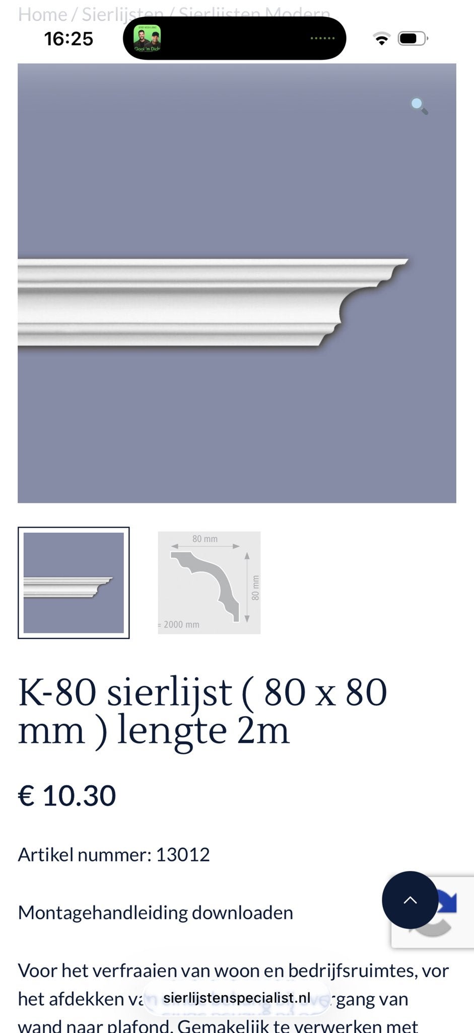 Sierlijsten plafond K-80 (7 hele + restjes) - Polystyreen, Ophalen, Kunststof, 200 tot 250 cm, Lijsten