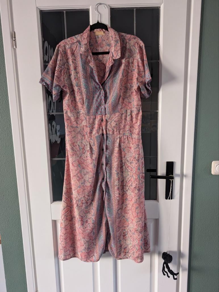 Prachtige zijden jurk met paisley print - SiempreVida Ibiza, Maat 38/40 (M), Paars, Ophalen of Verzenden, Zo goed als nieuw