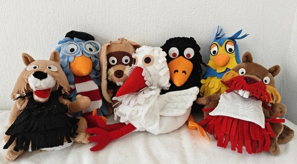 7 Handpoppen / Poppenkastpoppen Fabeltjeskrant. HERFSTDIEREN, Ophalen of Verzenden, Zo goed als nieuw, Overige typen