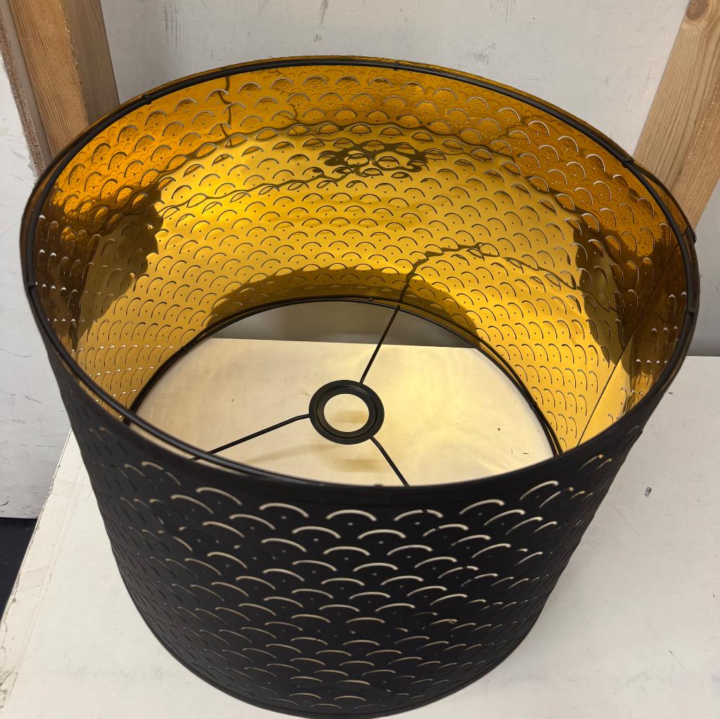 Nymo lampenkap IKEA 44cm zwart/messing, Ophalen, Zwart, Rond