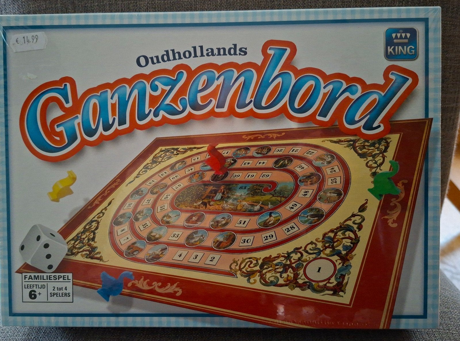 Oudhollands Ganzenbord - Familiespel ( nieuw), Drie of vier spelers, Ophalen of Verzenden, Nieuw, KING