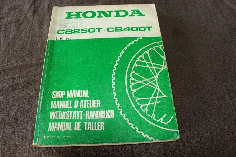 Honda CB250T CB400T 1977 motorcycle shop manual CB 250 400, Motoren, Ophalen of Verzenden, Honda