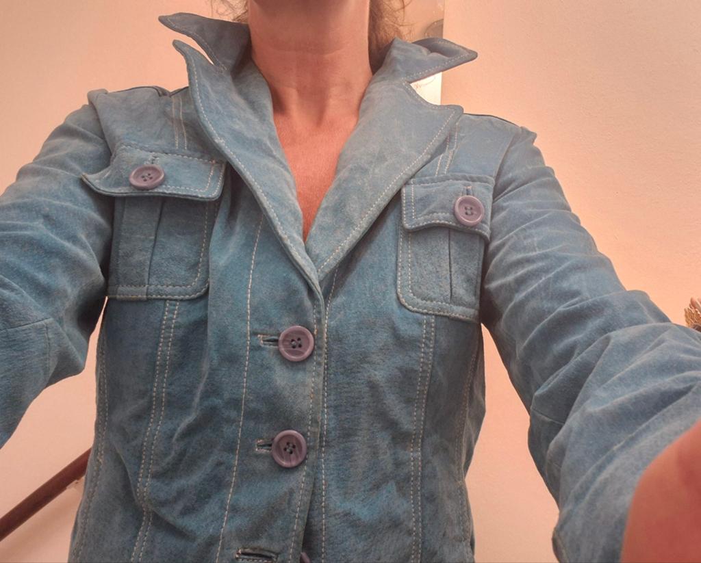heel mooi blauw turkoois leren jasje, Ophalen of Verzenden, Zo goed als nieuw, Maat 38/40 (M), Blauw