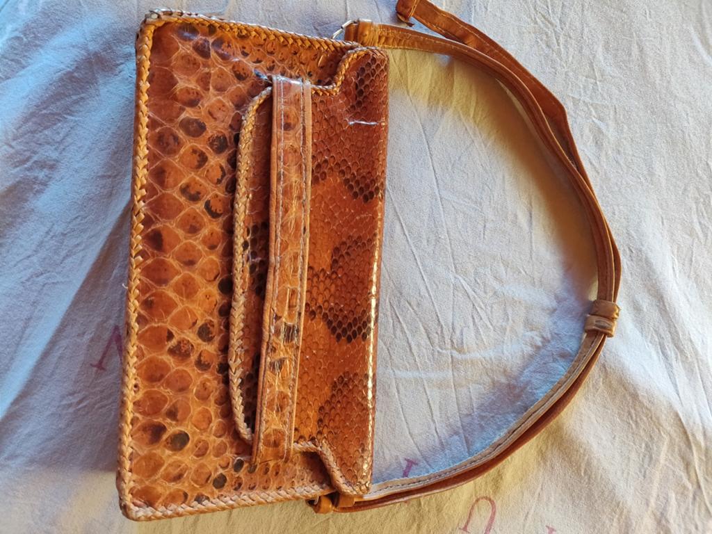 Krokodil lederen handtas, Ophalen of Verzenden, Bruin, Handtas