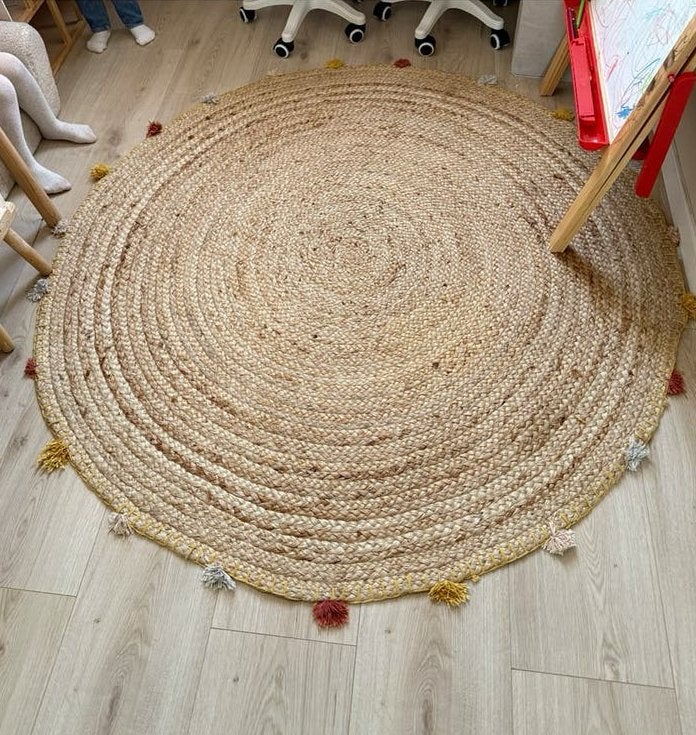 Juten vloerkleed met kwastjes - Rond van ZARA HOME