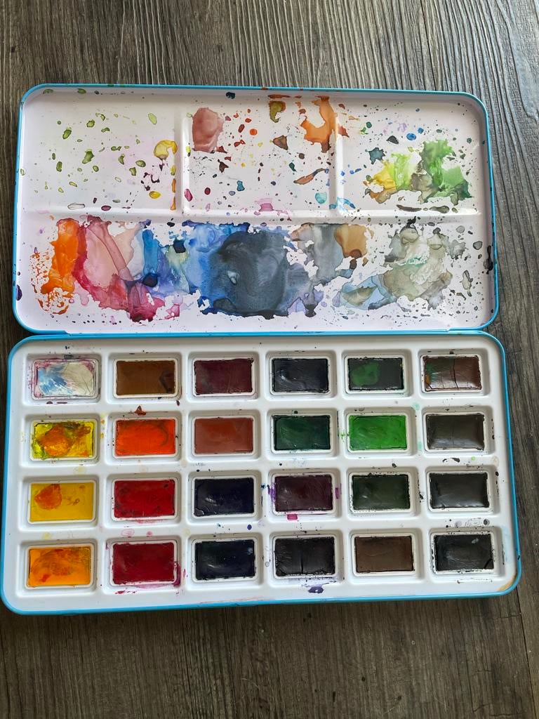 Rubens aquarelverf set - 24 kleuren in metalen doos, Hobby en Vrije tijd, Ophalen of Verzenden, Zo goed als nieuw, Waterverf