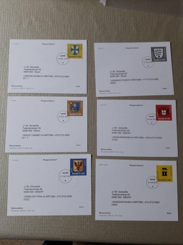 Sandd compleet jaar 2019 Magazinekaarten 11stuks, Ophalen, Na 1940, Gestempeld