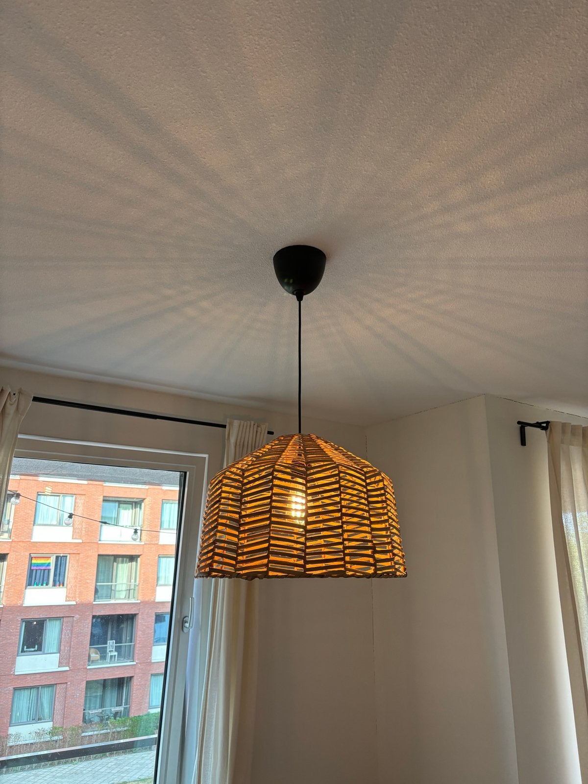 IKEA Kappeland / Hemma Rotan Hanglamp, Ophalen, Natuurlijk materiaal, E27 (groot), Zo goed als nieuw