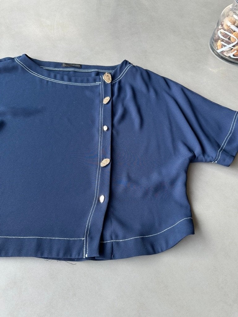 Nieuwe korte blauwe Zara blouse, maat L = XL, Zara, Maat 46/48 (XL) of groter, Nieuw, Verzenden