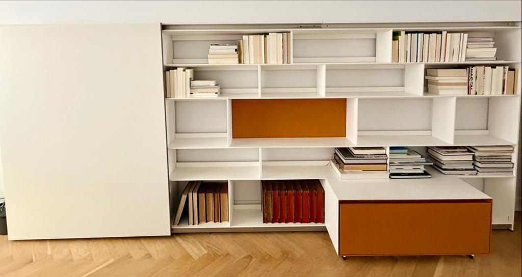 Design B&B Italia TV/Wand/Boekenkast -  400x166 - wit/terra, Ophalen, Gebruikt, 200 cm of meer, 150 tot 200 cm
