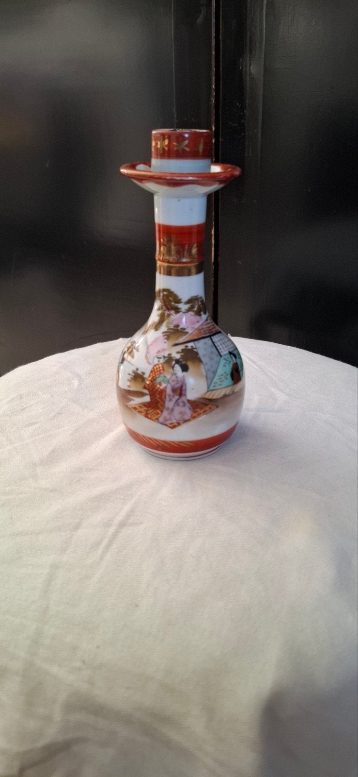 Antieke Japanse Satsuma vaas met Geisha decoratie, Ophalen of Verzenden